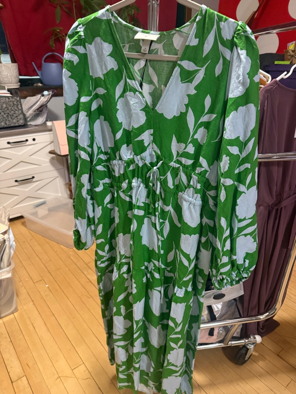 kate spade Green and Light Blue Floral Midi Dress